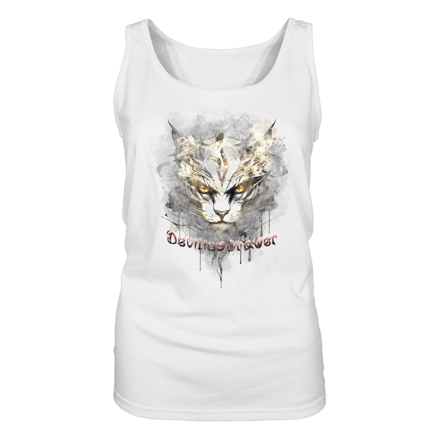Deviliusdrawer White Catgod - Ladies Tank-Top