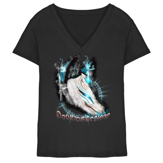 Deviliusdrawer Darkness Kitsune - Ladies V-Neck Shirt
