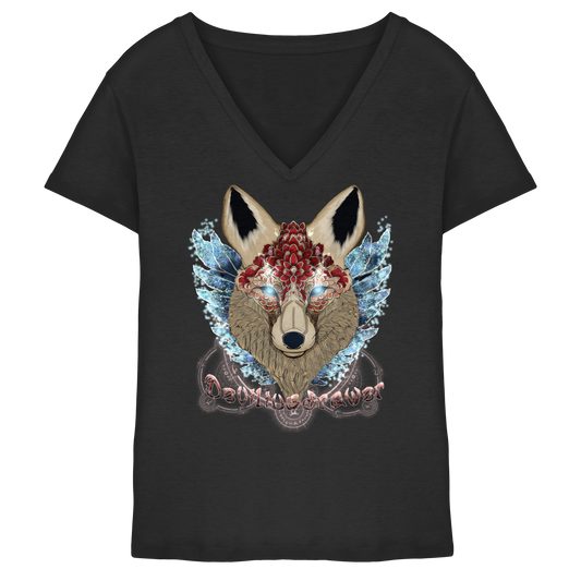 Deviliusdrawer Diamond Kitsune - Ladies V-Neck Shirt