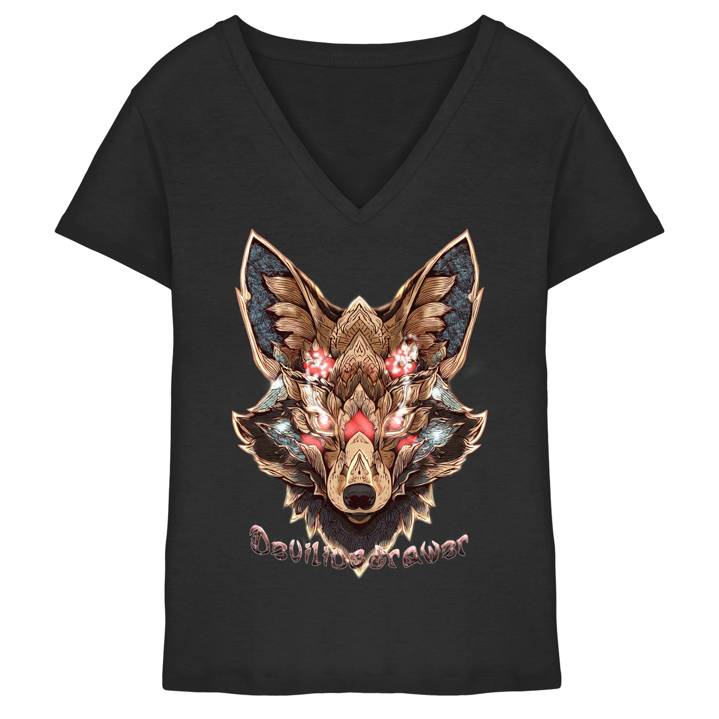 Deviliusdrawer Cristal Kitsune - Ladies V-Neck Shirt