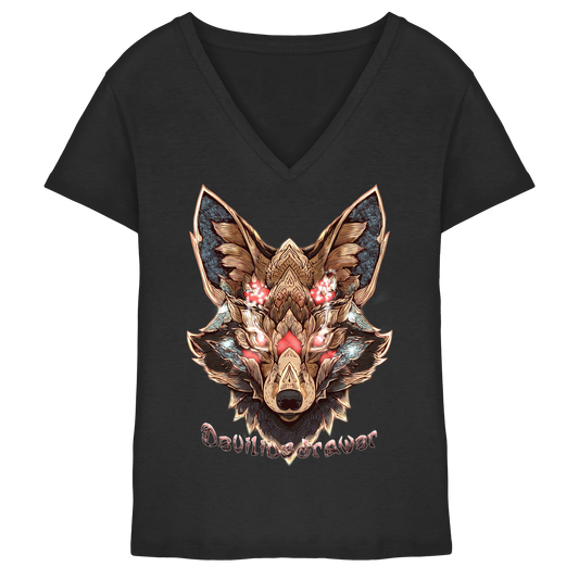 Deviliusdrawer Cristal Kitsune - Ladies V-Neck Shirt