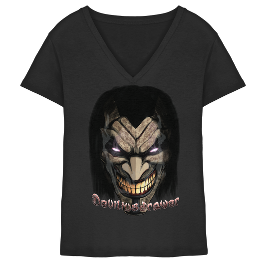 Deviliusdrawer Smiling Devil - Ladies V-Neck Shirt