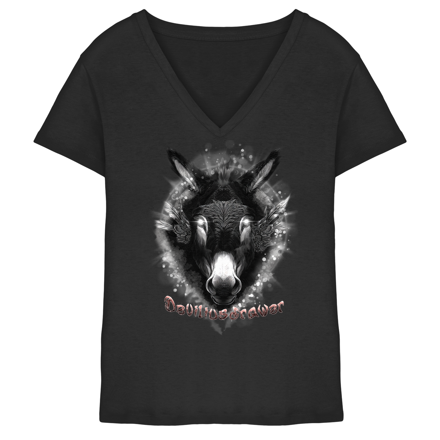 Deviliusdrawer Glowing Donkey - Ladies V-Neck Shirt
