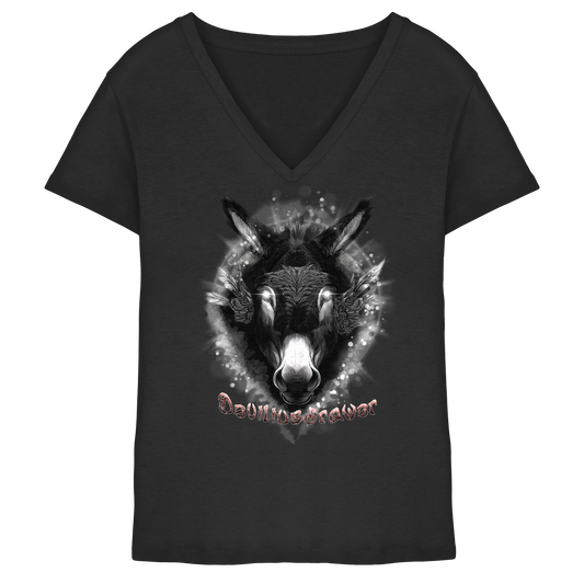Deviliusdrawer Glowing Donkey - Ladies V-Neck Shirt