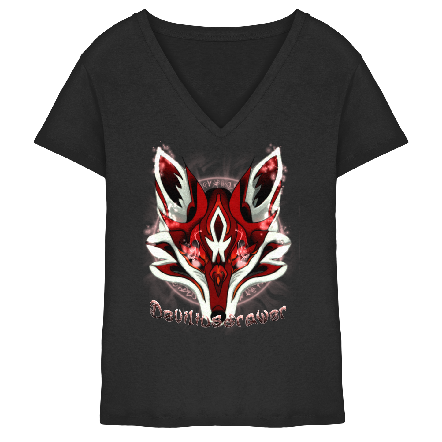 Deviliusdrawer Red Eyed Fox - Ladies V-Neck Shirt