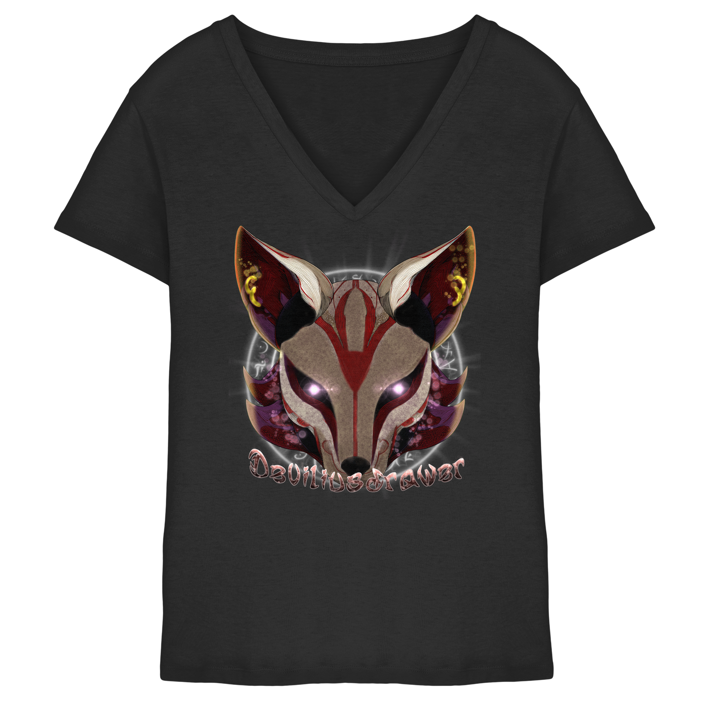 Deviliusdrawer Magic Kitsune - Ladies V-Neck Shirt