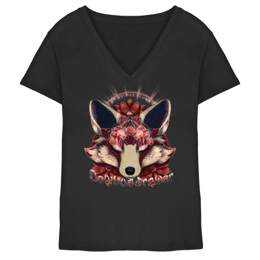 Deviliusdrawer Fire Kitsune - Ladies V-Neck Shirt