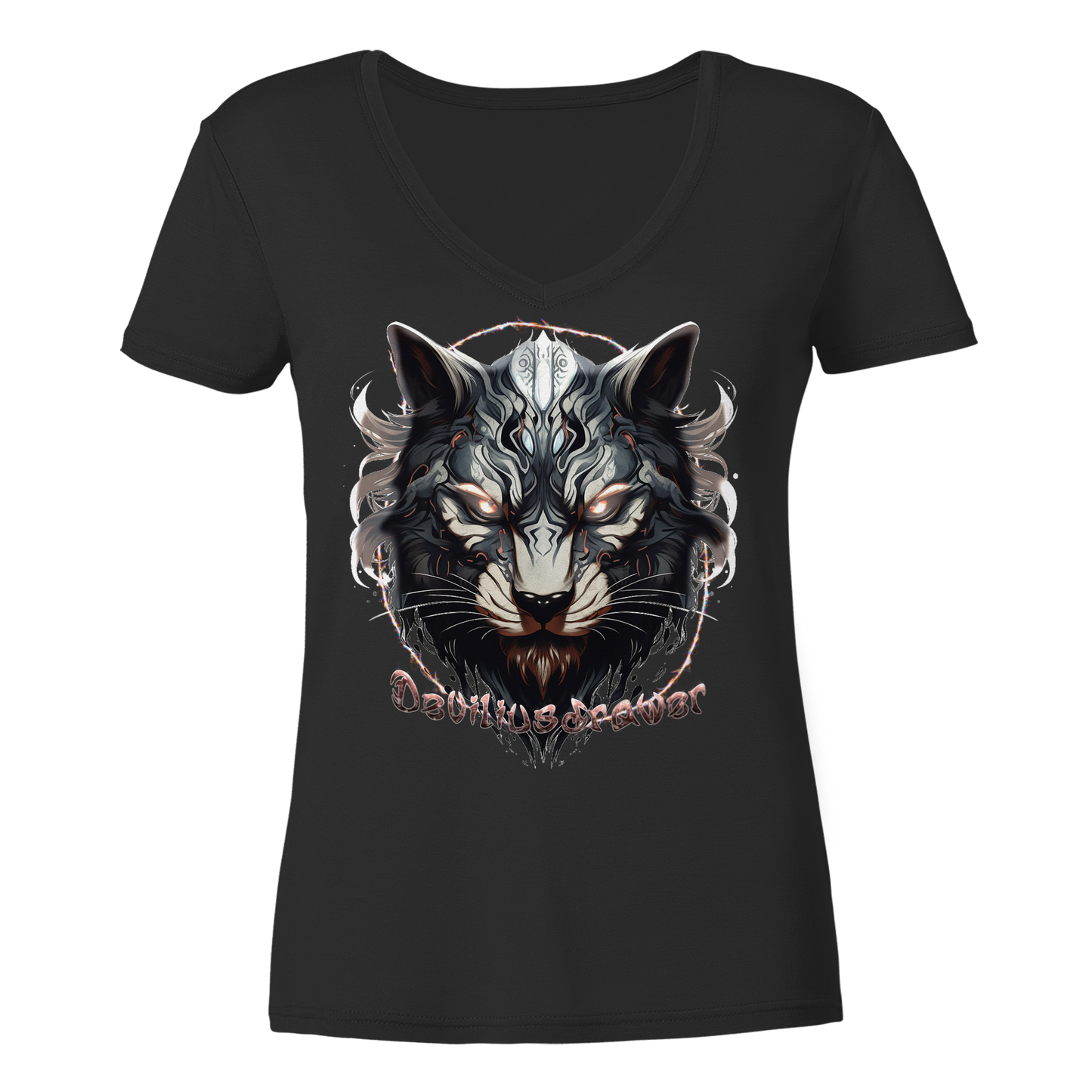 Deviliusdrawer Wolfcat - Ladies V-Neck Shirt