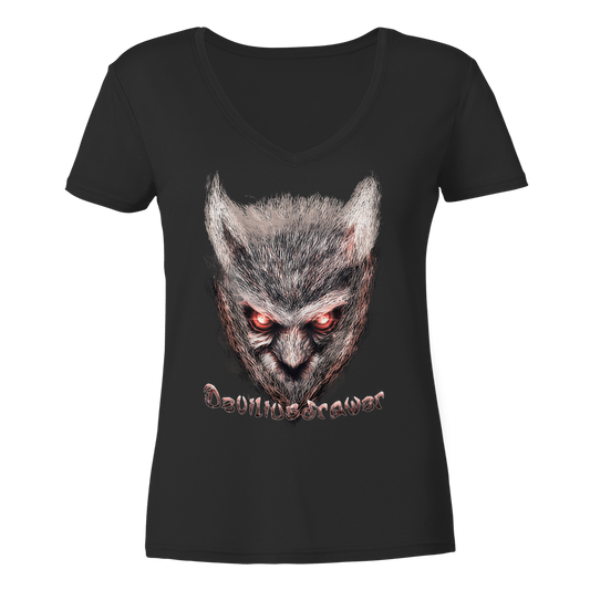 Deviliusdrawer Red Eyed Owl - Ladies V-Neck Shirt
