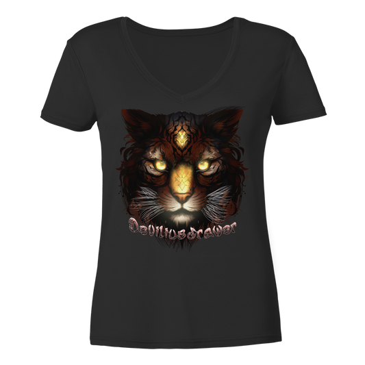Deviliusdrawer Gold Tigercat - Ladies V-Neck Shirt