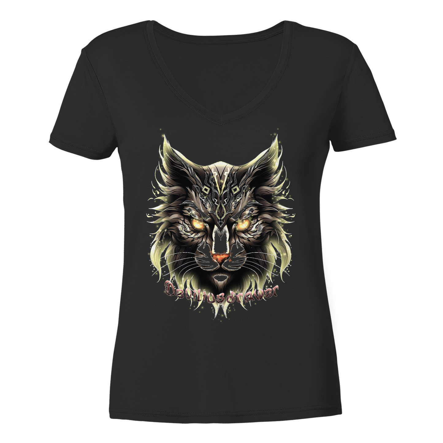 Deviliusdrawer Golden Cat - Ladies V-Neck Shirt