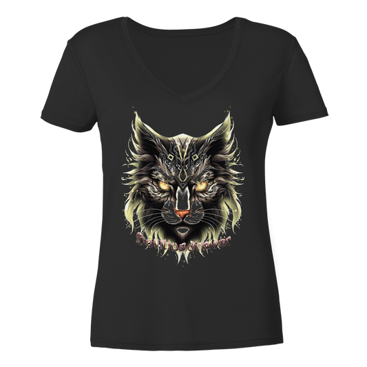 Deviliusdrawer Golden Cat - Ladies V-Neck Shirt