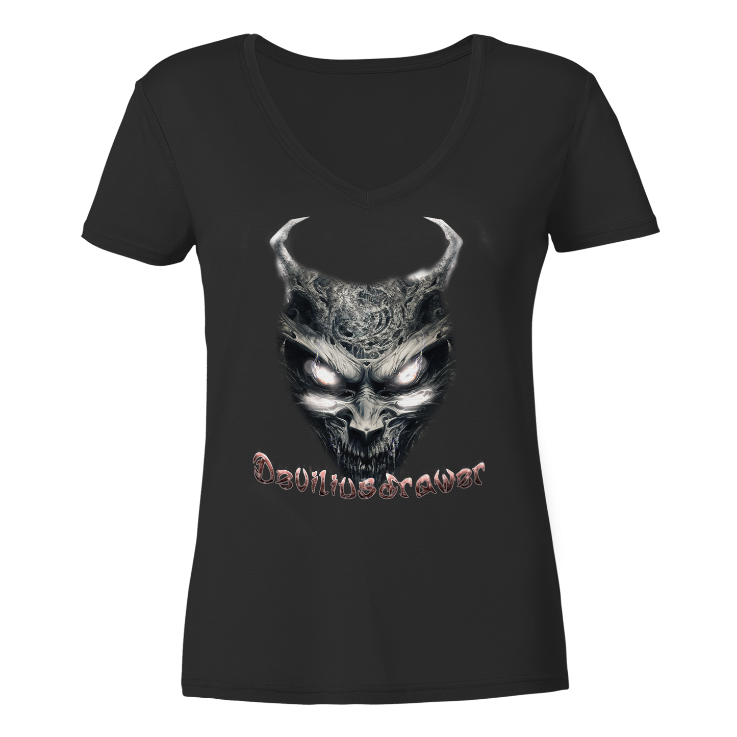 Deviliusdrawer Demonic Evil Zombie - Ladies V-Neck Shirt