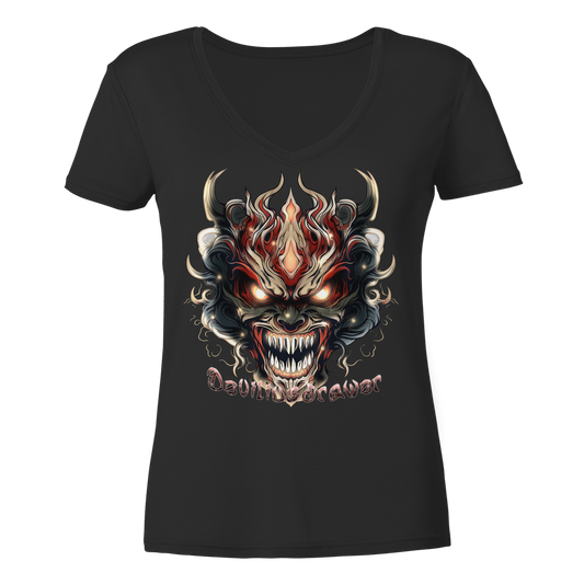 Deviliusdrawer Evil Vamp Mask - Ladies V-Neck Shirt