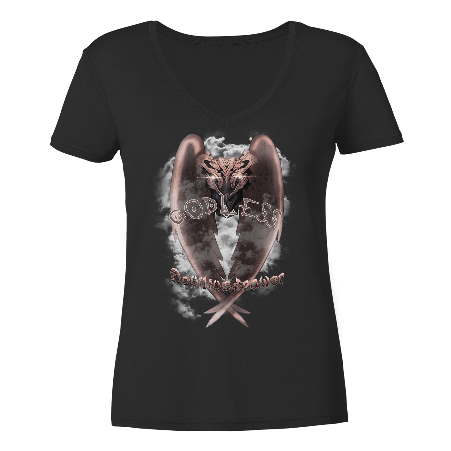 Deviliusdrawer Godless Owl - Ladies V-Neck Shirt