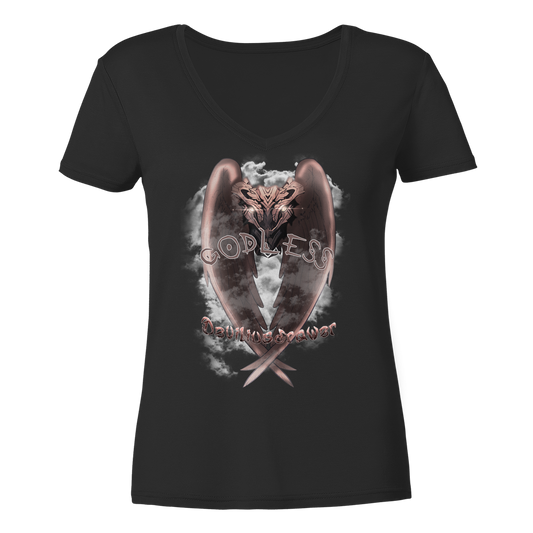 Deviliusdrawer Godless Owl - Ladies V-Neck Shirt