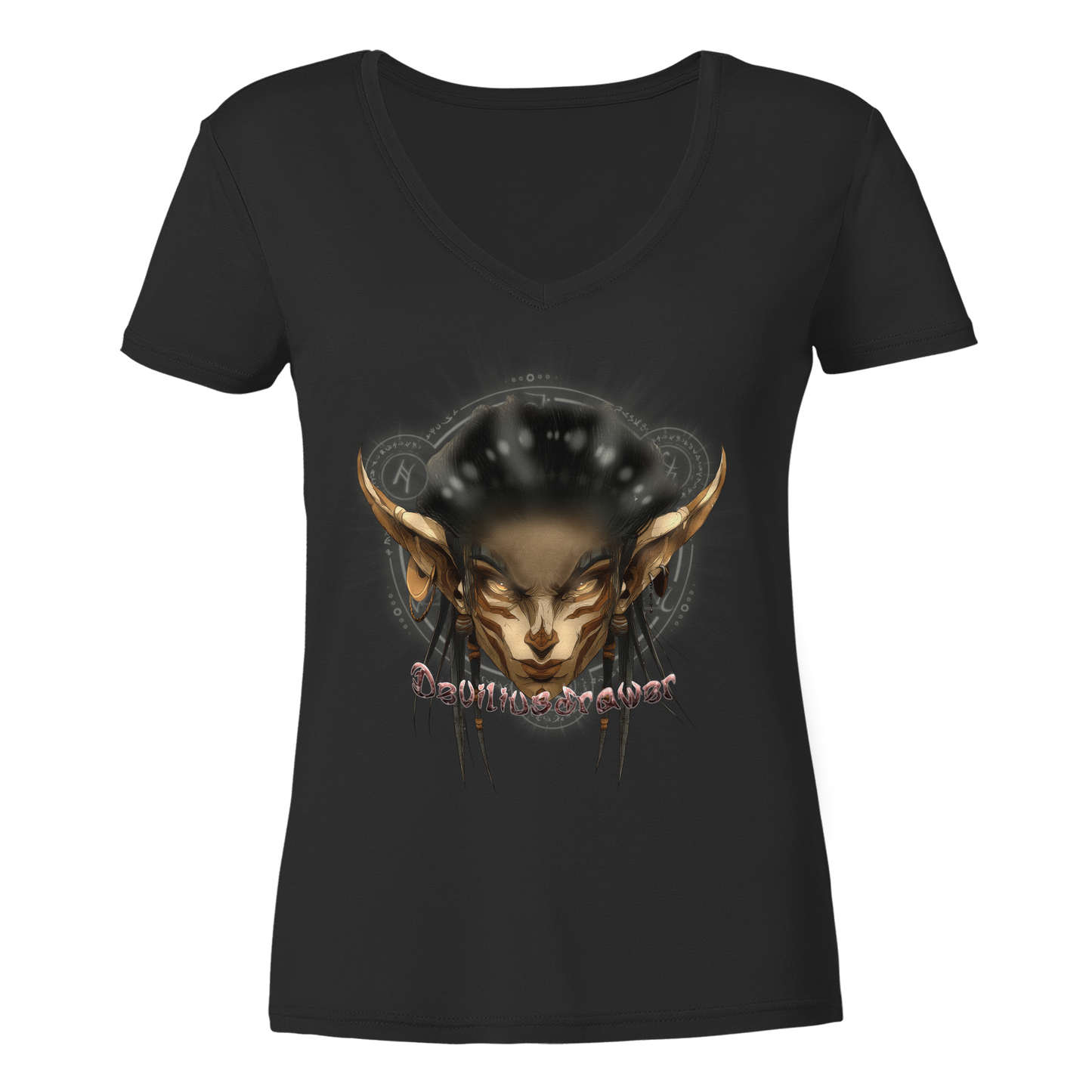 Deviliusdrawer Gold Magician Elf - Ladies V-Neck Shirt