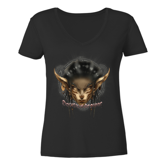 Deviliusdrawer Gold Magician Elf - Ladies V-Neck Shirt