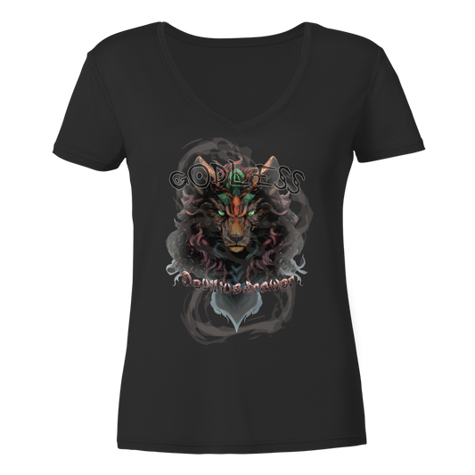 Deviliusdrawer Godless Wolf - Ladies V-Neck Shirt