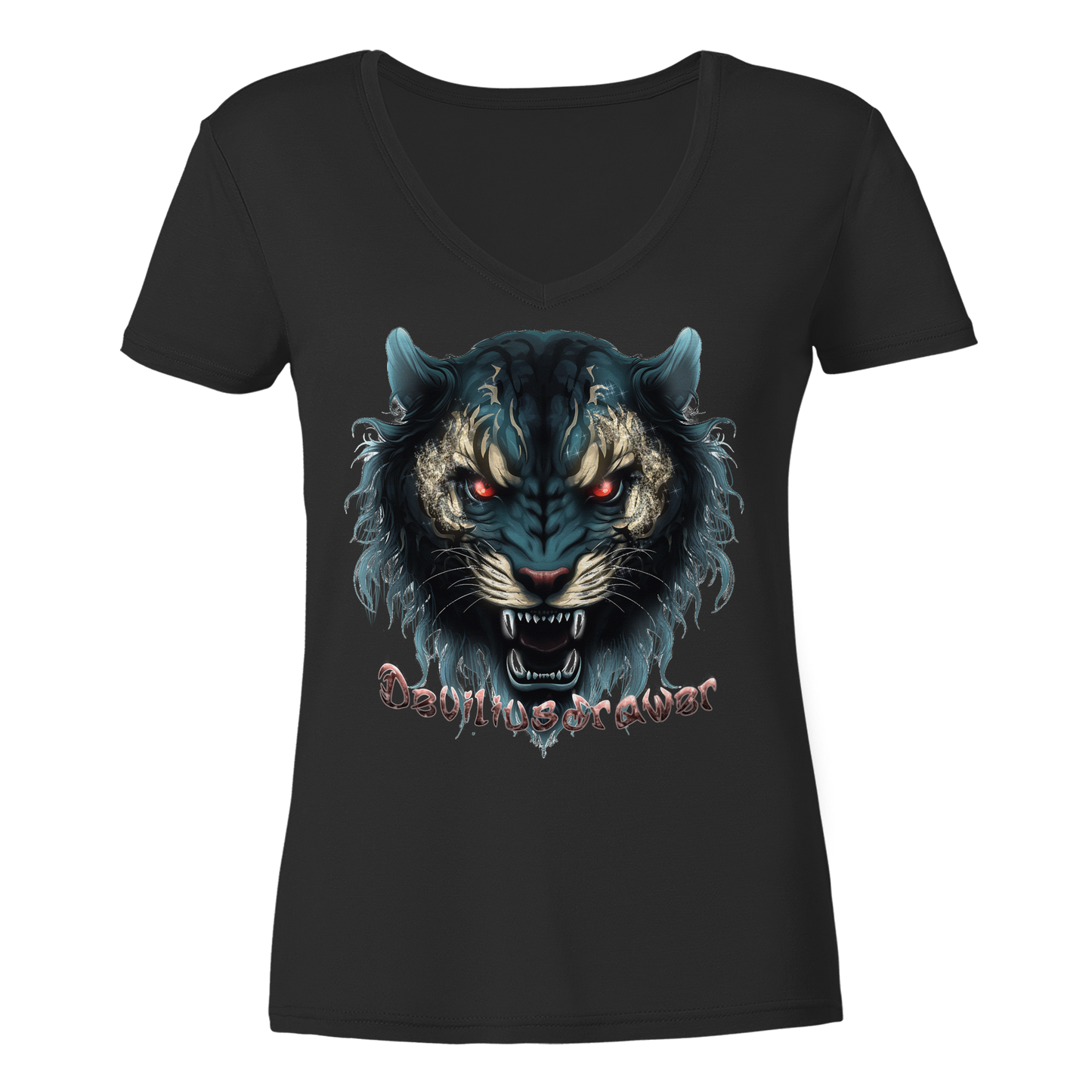 Deviliusdrawer Tigercat - Ladies V-Neck Shirt