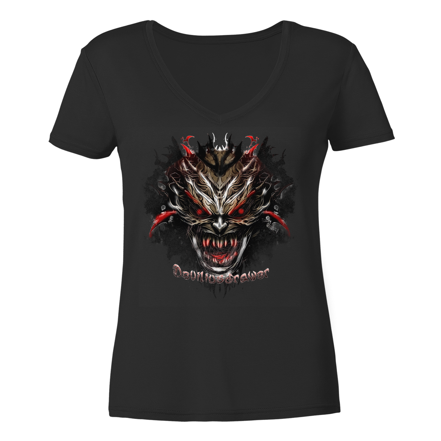 Deviliusdrawer Dark Redeyed Devil - Ladies V-Neck Shirt