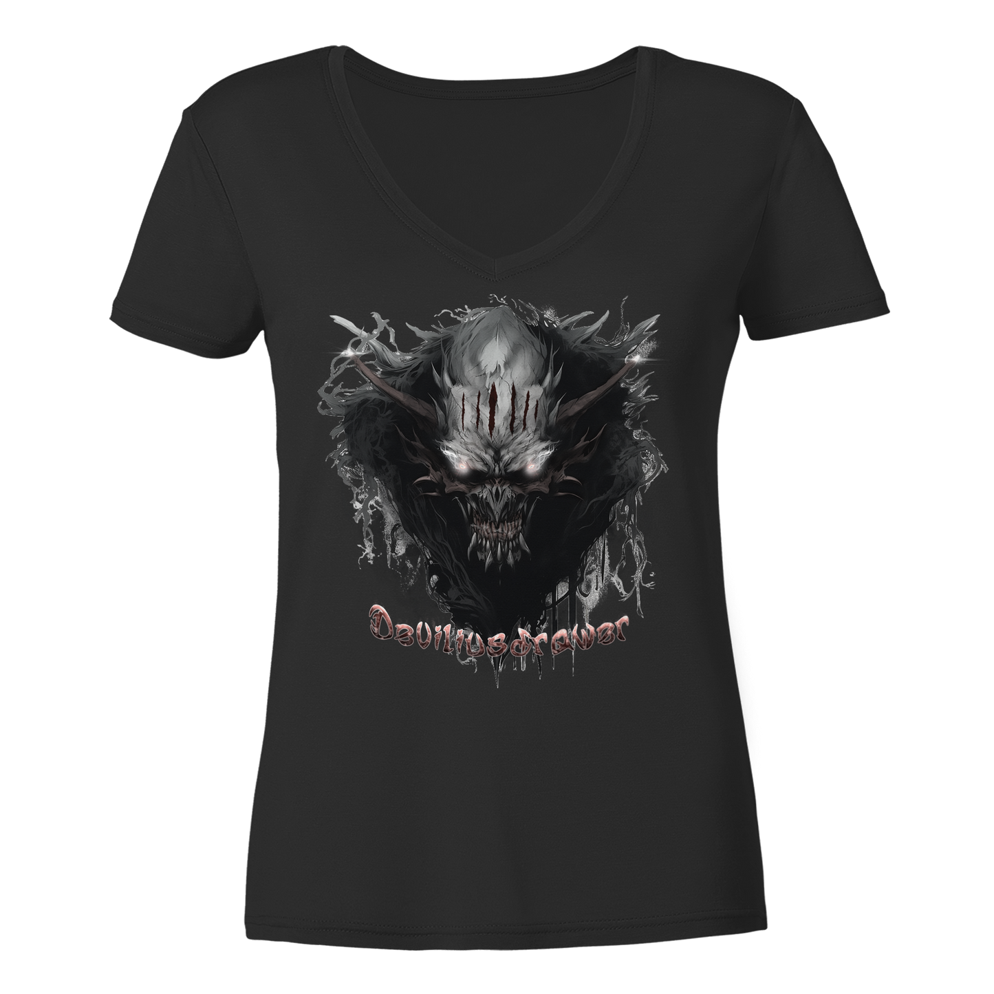 Deviliusdrawer Dark Smoke Demon - Ladies V-Neck Shirt