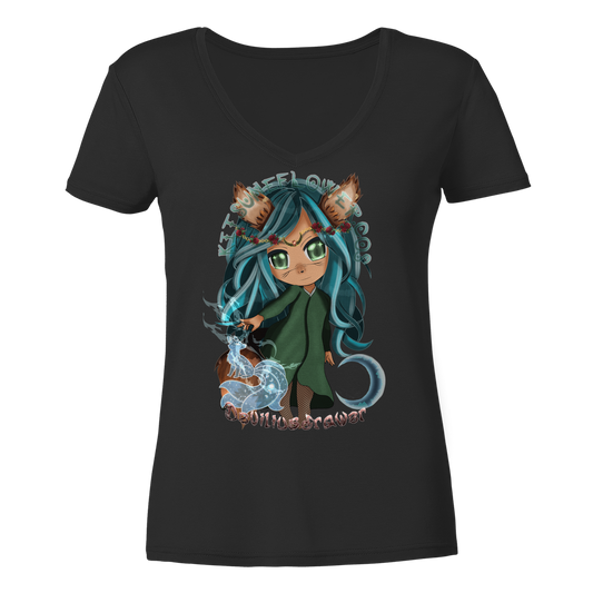 Deviliusdrawer Kitsuneflower - Ladies V-Neck Shirt