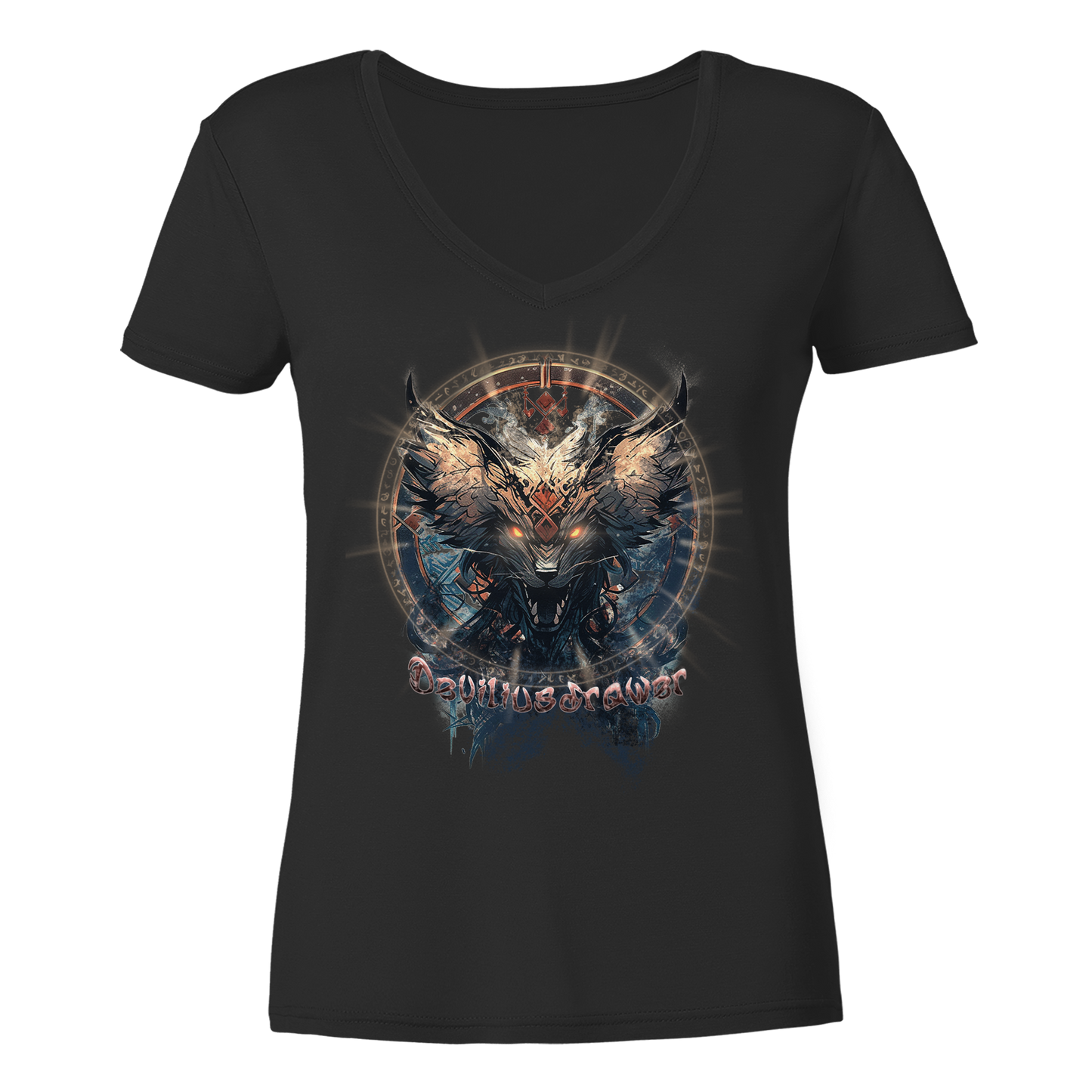 Deviliusdrawer Dark Magic Wolf - Ladies V-Neck Shirt