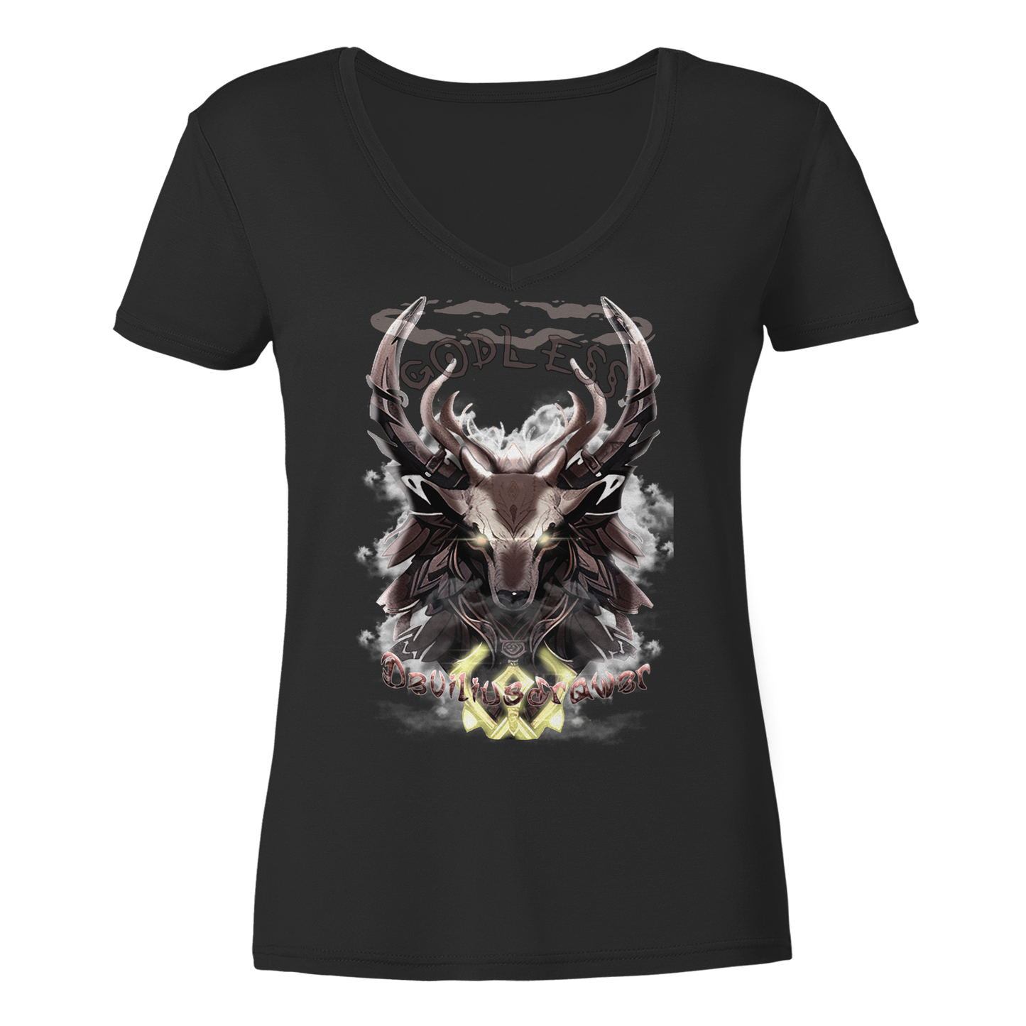 Deviliusdrawer Godless Deer - Ladies V-Neck Shirt