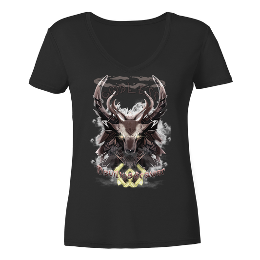 Deviliusdrawer Godless Deer - Ladies V-Neck Shirt