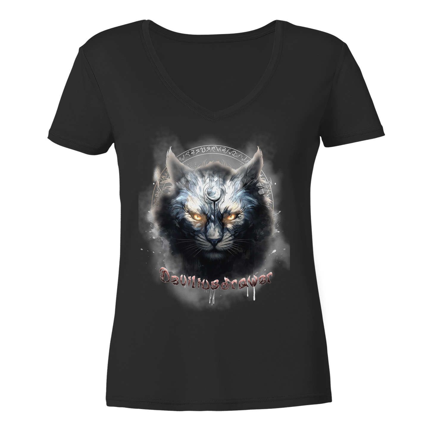 Deviliusdrawer Mysthic Cat - Ladies V-Neck Shirt