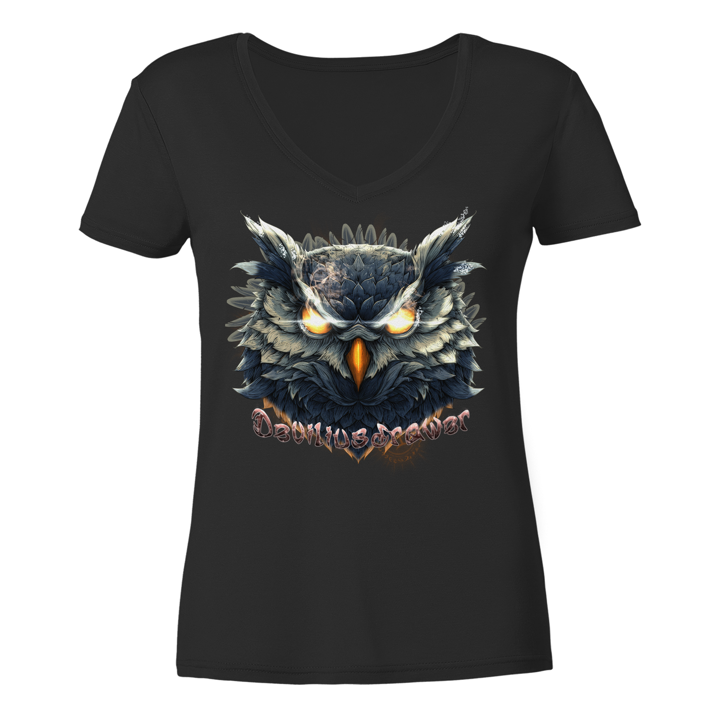 Deviliusdrawer Dark Fire Owl - Ladies V-Neck Shirt