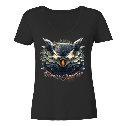 Deviliusdrawer Dark Fire Owl - Ladies V-Neck Shirt
