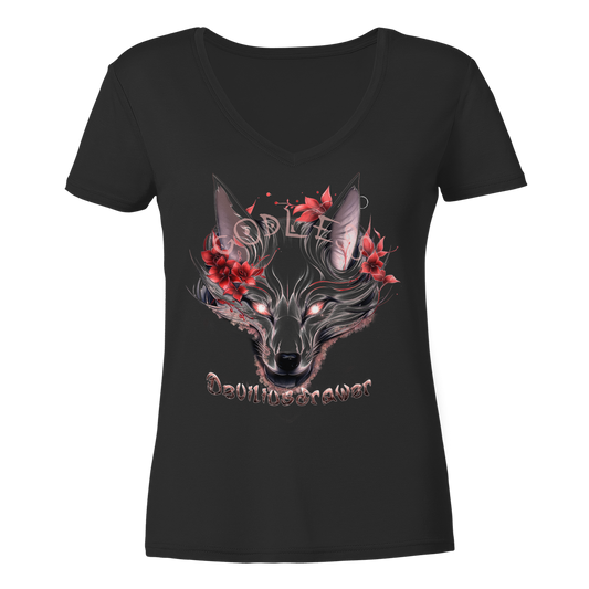 Deviliusdrawer Kitsune Wolf - Ladies V-Neck Shirt
