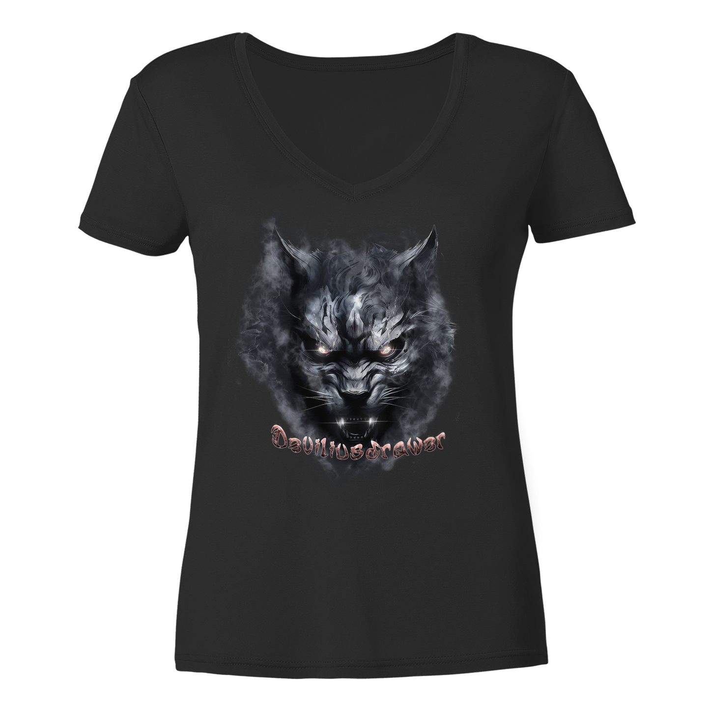 Deviliusdrawer Dark Beast Tiger  - Ladies V-Neck Shirt