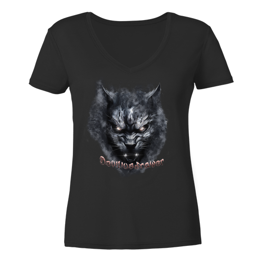 Deviliusdrawer Dark Beast Tiger  - Ladies V-Neck Shirt
