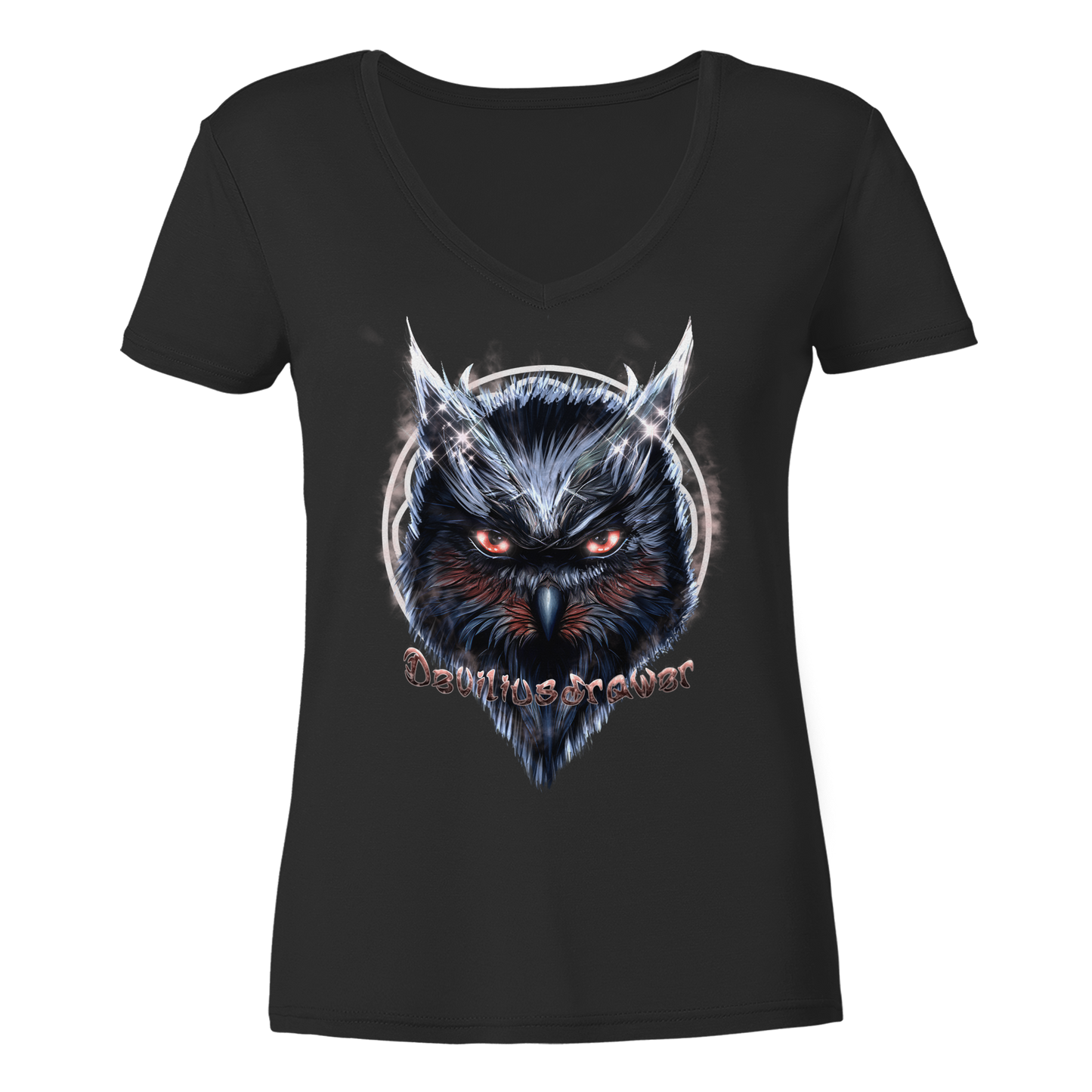 Deviliusdrawer Fire Owl - Ladies V-Neck Shirt