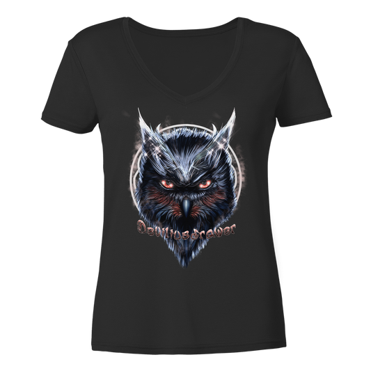 Deviliusdrawer Fire Owl - Ladies V-Neck Shirt