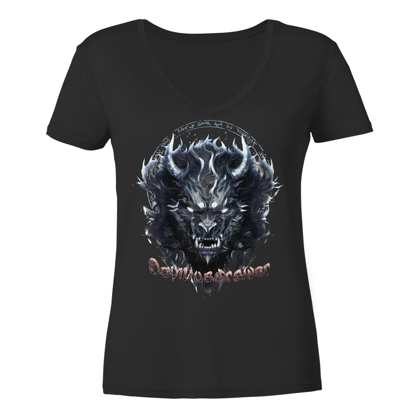 Deviliusdrawer Dark Wolf Mask - Ladies V-Neck Shirt