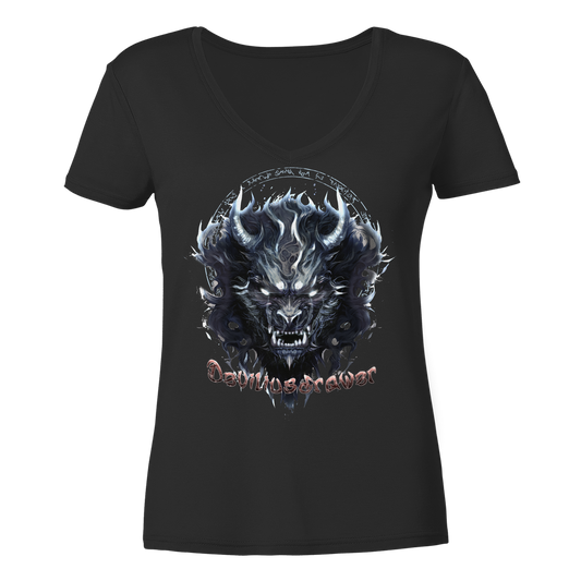 Deviliusdrawer Dark Wolf Mask - Ladies V-Neck Shirt