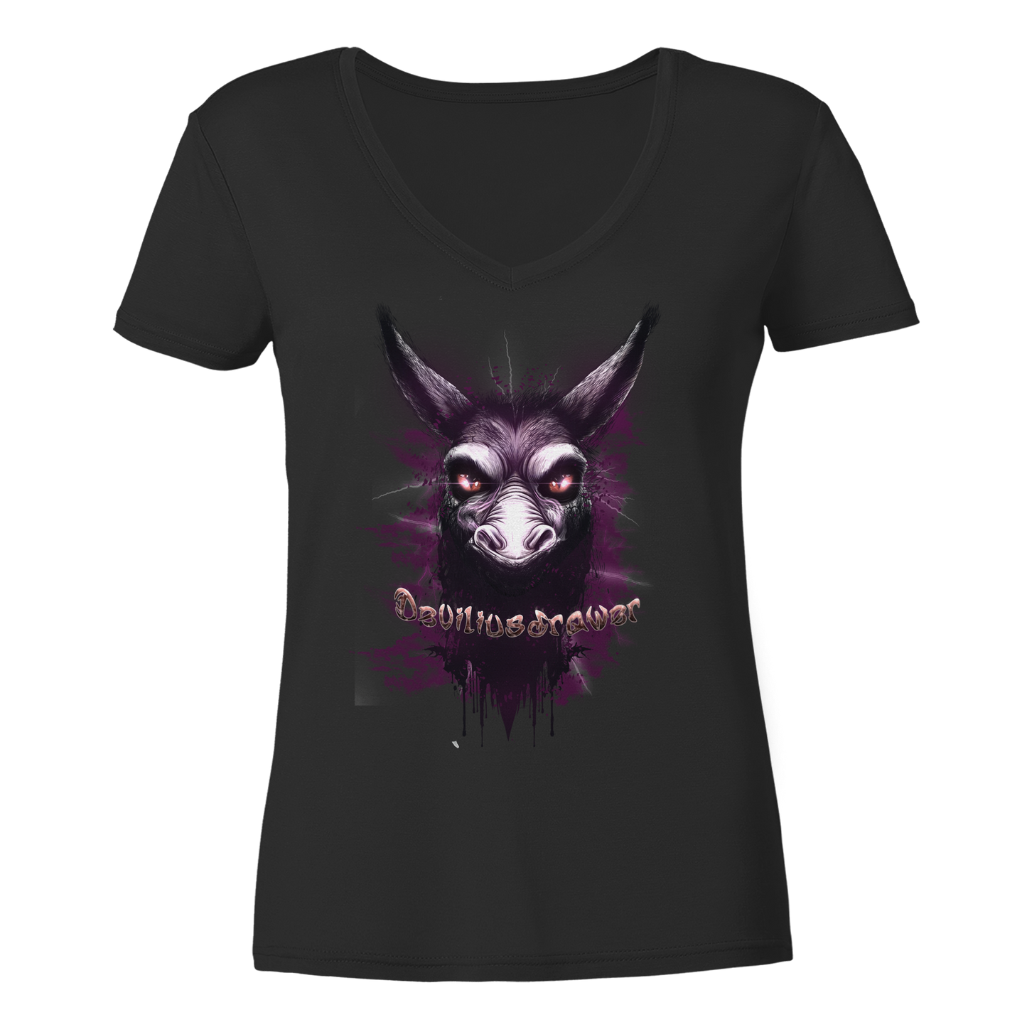 Deviliusdrawer Purple Donkey - Ladies V-Neck Shirt
