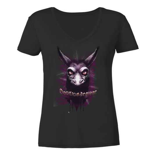 Deviliusdrawer Purple Donkey - Ladies V-Neck Shirt