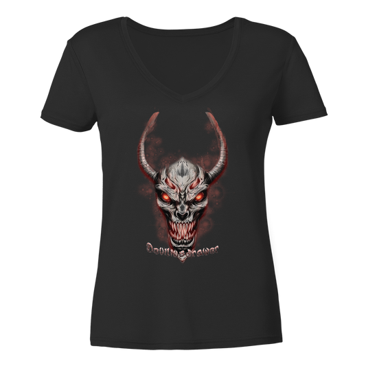 Deviliusdrawer Red Eyed Skeleton - Ladies V-Neck Shirt