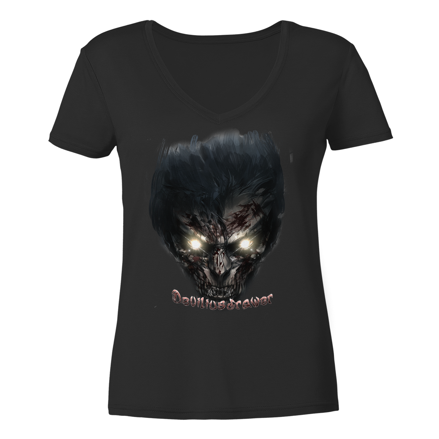 Deviliusdrawer Dark Zombie - Ladies V-Neck Shirt