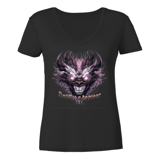 Deviliusdrawer Crazy Mask - Ladies V-Neck Shirt
