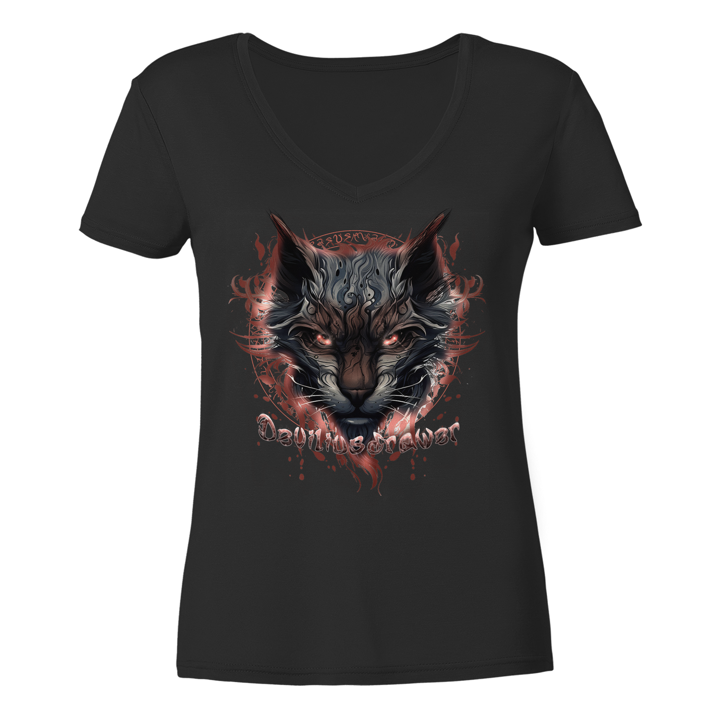 Deviliusdrawer Devil Cat - Ladies V-Neck Shirt