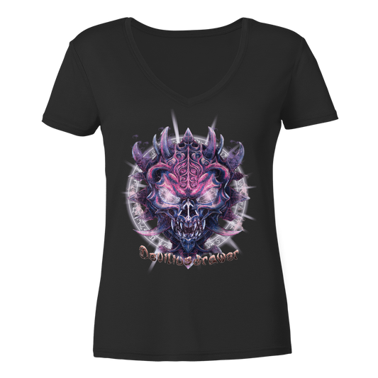 Deviliusdrawer Fire Demon - Ladies V-Neck Shirt