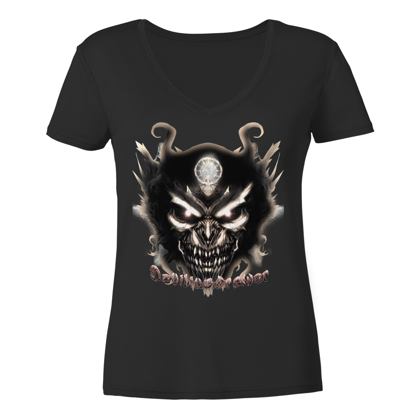 Deviliusdrawer Dark Devil - Ladies V-Neck Shirt