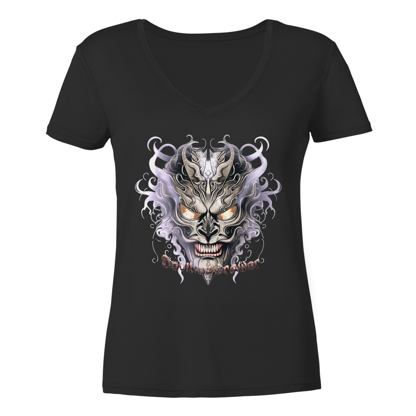 Deviliusdrawer Demon Mask Violet - Ladies V-Neck Shirt