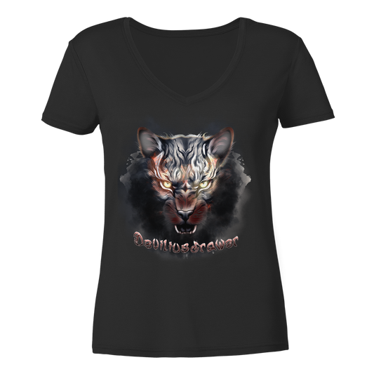 Deviliusdrawer Smoke Tiger - Ladies V-Neck Shirt